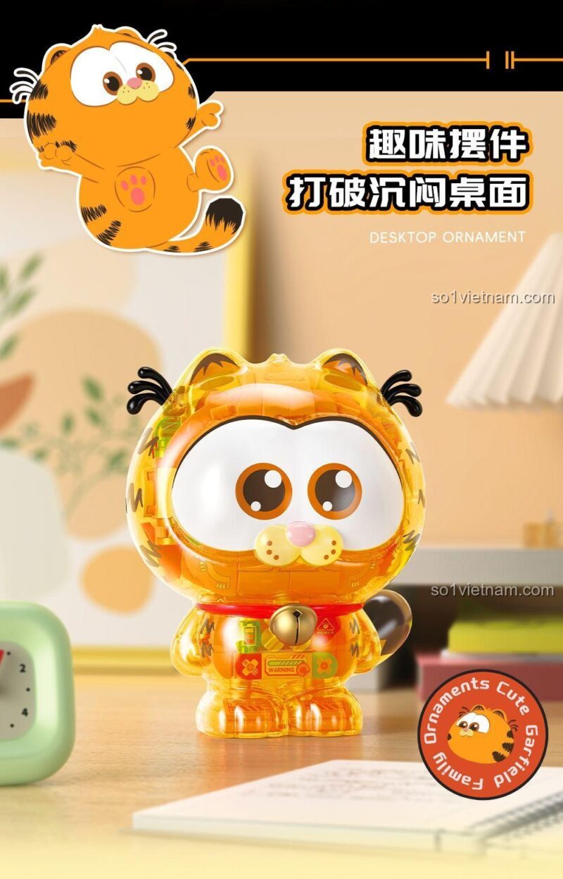 Toàn thân mô hình Garfield cơ khí nhỏ, đồ chơi lắp ráp Femibox S44077 cho bé 8 tuổi