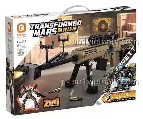 Hộp bộ lắp ghép Forange FC1036 Súng bắn tỉa Barrett và Robot biến hình 2 trong 1, đồ chơi mô hình chất lượng cao cho bé trai
