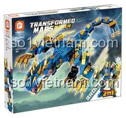Hộp đồ chơi Forange FC1042 Chiến Thần Biến Hình Rồng Sấm, hiển thị mô hình robot và rồng sấm, bộ lắp ghép 306 mảnh giá rẻ cho bé trai 6 tuổi, phát triển trí tuệ.
