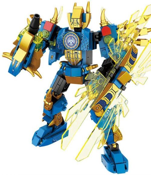 Bộ lắp ghép Forange FC1042 Chiến Thần Biến Hình Rồng Sấm, mô hình robot chiến đấu màu xanh vàng dũng mãnh, đồ chơi mô hình giá tốt cho bé trai 6 tuổi, kích thích tư duy sáng tạo.