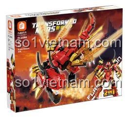 Hộp sản phẩm Forange FC1044 Chiến Thần Biến Hình, đồ chơi lắp ráp Robot Biến Hình, Rồng Lửa Biến Hình, Mecha Viêm Long cho bé trai 6 tuổi, giá rẻ