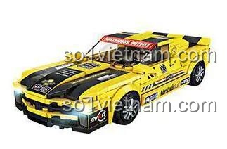 Xe đua Chevrolet Camaro Forange FC1605, đồ chơi xếp hình siêu xe màu vàng đen, phát triển tư duy, giá rẻ