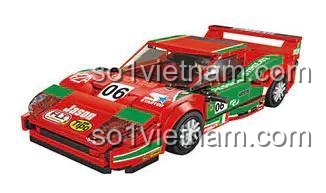 Đồ chơi lắp ráp Forange FC1606 Siêu xe Ferrari F40 với decal phong cách xe đua xanh lá và đỏ, mô hình Ferrari F40 chất lượng cao cho học sinh tiểu học.