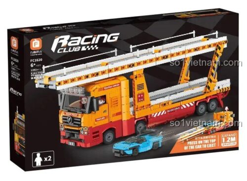 Hộp sản phẩm Xe Chở Xe Tải Phóng Forange FC1620 - Mô hình xe tải chở xe với chức năng phóng ấn tượng, đường ray mở rộng 1.2m, 1382 mảnh ghép, phù hợp cho bé 6 tuổi