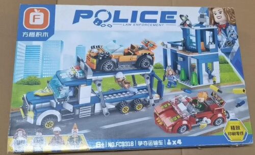 Hộp đồ chơi bộ lắp ghép xe cảnh sát vận chuyển Forange FC3318 cho bé trai 6 tuổi, có 4 minifigure, lắp được 4 mẫu
