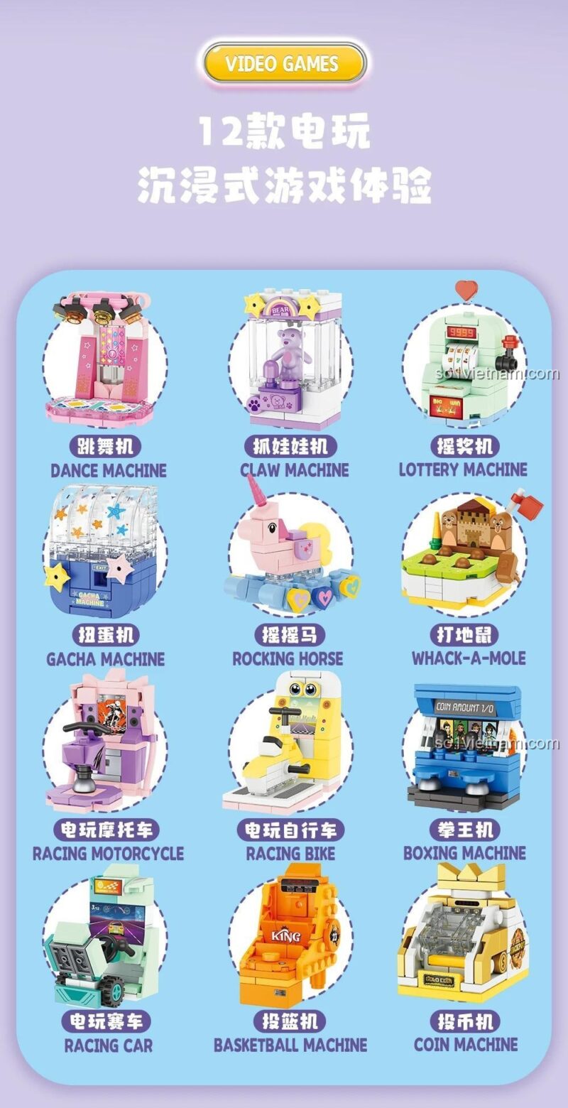 Máy Chơi Game Mini Forange FC8151, bộ 12 mẫu máy chơi game arcade, đồ chơi mô hình cho bé 6 tuổi, giá trị cao, rèn luyện sự khéo léo.
