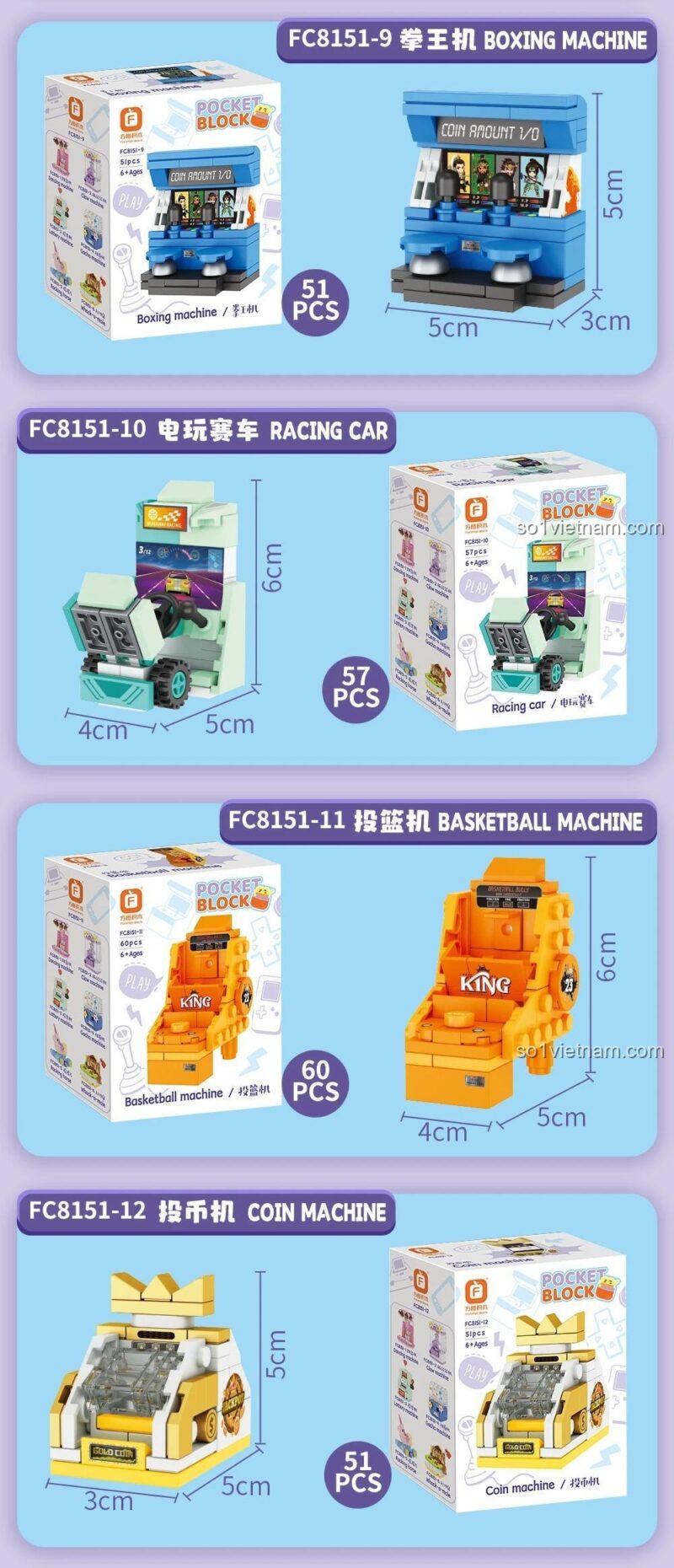 Đồ chơi mô hình Forange 8151 Thành Phố Trò Chơi Điện Tử, kích thước máy đấm bốc, xe đua, máy bắn bóng rổ, máy bỏ xu, đồ chơi xếp hình cho bé 6 tuổi, ưu đãi tốt.