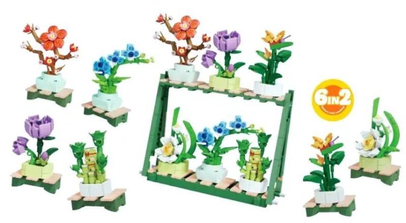Bộ lắp ghép cây cảnh mini Forange FC8162, đồ chơi mô hình chậu cây cảnh giá rẻ cho bé 6 tuổi, rèn luyện tư duy sáng tạo, tương thích LEGO®.