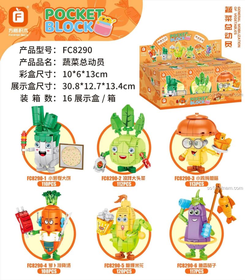 Các mẫu lắp ráp của bộ đồ chơi rau củ Forange FC8290