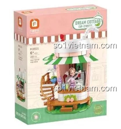 Hộp đồ chơi Forange FC8521 Tiệm Trà Sữa Cup Street, bộ đồ chơi Quán Trà Sữa Mini 260 chi tiết cho bé gái 6 tuổi, chất lượng cao.