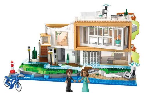 Mô hình Ngôi nhà mơ ước: Biệt thự ven biển FC8531 của Forange Block với 2 minifigures, xe đạp và đèn LED, phù hợp cho bé gái 6 tuổi