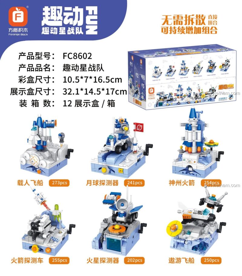 Các mô hình vũ trụ trong bộ đồ chơi Đội Phi Hành Gia Vui Nhộn FC8602