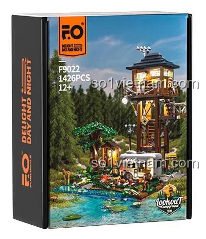 Hộp bộ xếp hình F9022 Khu Cắm Trại Ngoài Trời FunWhole, đồ chơi mô hình có đèn LED, 1426 mảnh ghép, dành cho thanh niên 16 tuổi trở lên, giá tiết kiệm.