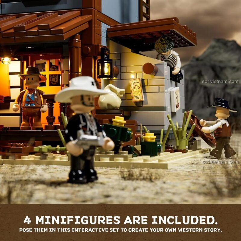 4 minifigures đồ chơi mô hình FunWhole F9026, tạo câu chuyện Miền Tây, cho con trai 16 tuổi.