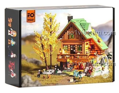 Hộp sản phẩm đồ chơi mô hình FunWhole F9035, bộ xếp hình Cabin nghỉ dưỡng trên núi với 2255 chi tiết, phù hợp cho cả con trai và con gái.