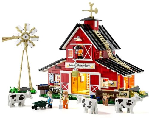 Mô hình tổng thể Trang trại Bò Sữa Gia Đình F9037 của Funwhole với cối xay gió và các chi tiết nông trại