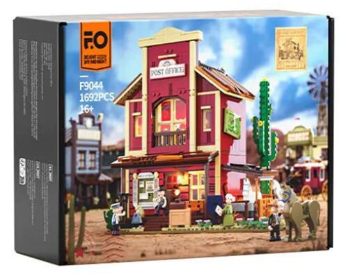 Hộp sản phẩm FunWhole F9044 Bưu điện Miền Tây Cổ với 1692 mảnh ghép, dành cho người lớn 16+ tuổi, mô tả bối cảnh miền Tây hoang dã