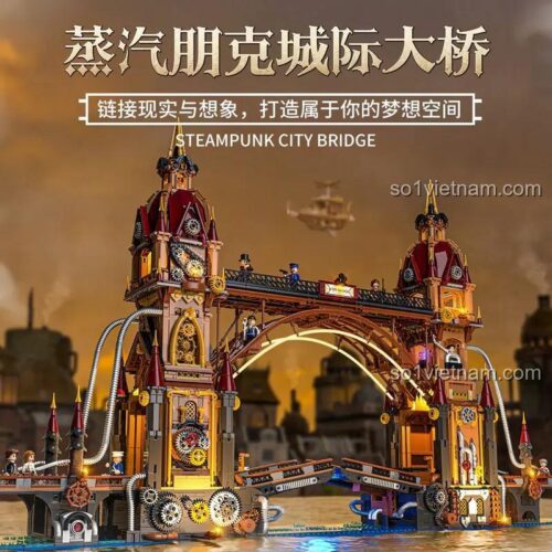 Mô hình Cầu Steampunk FunWhole F9047, thiết kế kiến trúc tinh xảo, 3170 mảnh ghép, đồ chơi mô hình chất lượng cao.