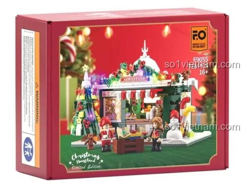 Hộp sản phẩm đồ chơi lắp ghép FunWhole F9055 Quầy Báo Giáng Sinh 718 mảnh, chất lượng cao