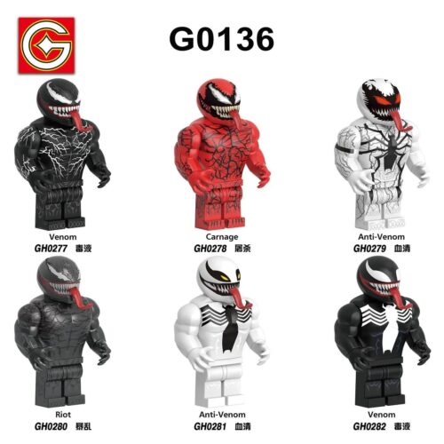 Bộ lắp ghép G-Brand G0136 Bộ 6 Minifigure Venom Marvel, đồ chơi mô hình chất lượng cao cho con trai 6 tuổi, giá tốt.