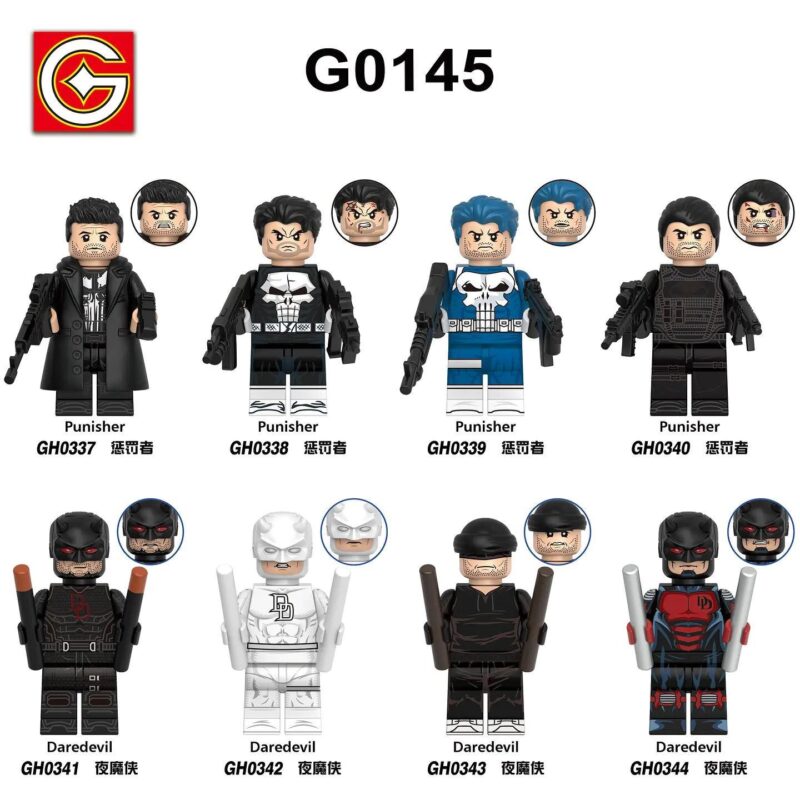 Bộ đồ chơi G G0145 Minifigure Người Phạt Tội và Hiệp Sĩ Mù, đồ chơi mô hình G0145 Minifigure Punisher, đồ chơi mô hình G0145 Minifigure Daredevil, phù hợp bé trai 6 tuổi, giá tốt.