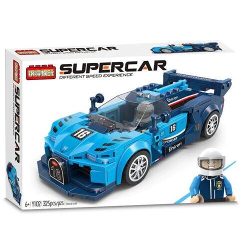 Hộp sản phẩm bộ lắp ghép Siêu xe Bugatti Chiron Gangjiang Y102, đồ chơi mô hình giá rẻ cho bé trai 6 tuổi.