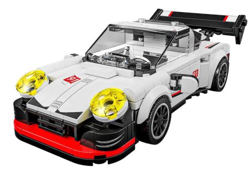 Mô hình xe Porsche T1076 màu trắng, đỏ, đen, có cánh gió, đèn vàng, tỉ lệ 1:17.3, 341 mảnh ghép, đồ chơi lắp ráp cho bé 6 tuổi, GAOMISI
