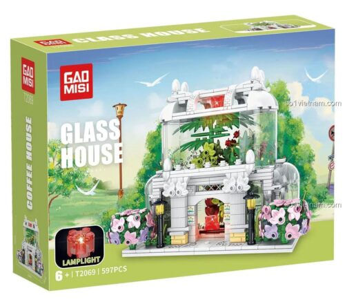 Hộp đồ chơi lắp ghép GAOMISI T2069 Nhà kính hoa, có đèn LED, 597 mảnh ghép, cho bé gái 6 tuổi