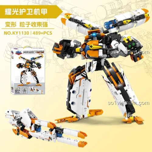 Robot Biến Hình Ánh Sáng KY1130 GBL dạng Súng thu năng lượng, đồ chơi lắp ráp cho bé trai 8 tuổi, chi tiết tinh xảo, khớp linh hoạt