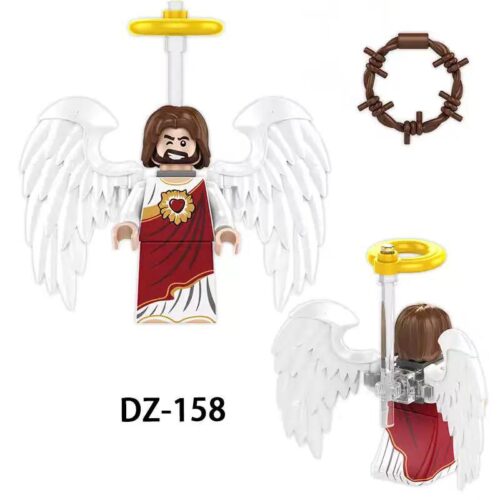 Minifigure Buddy Christ Generic DZ-158 có cánh thiên thần, vòng hào quang và vòng gai, đồ chơi mô hình cho bé trai 8 tuổi, giá rẻ