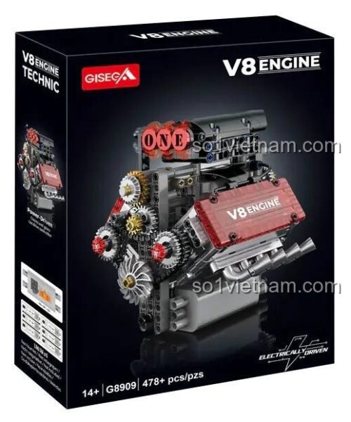 đồ chơi mô hình GISEGA G8909 Mô hình Động cơ V8, đồ chơi xây dựng Động cơ V8 kỹ thuật cho con trai 14 tuổi