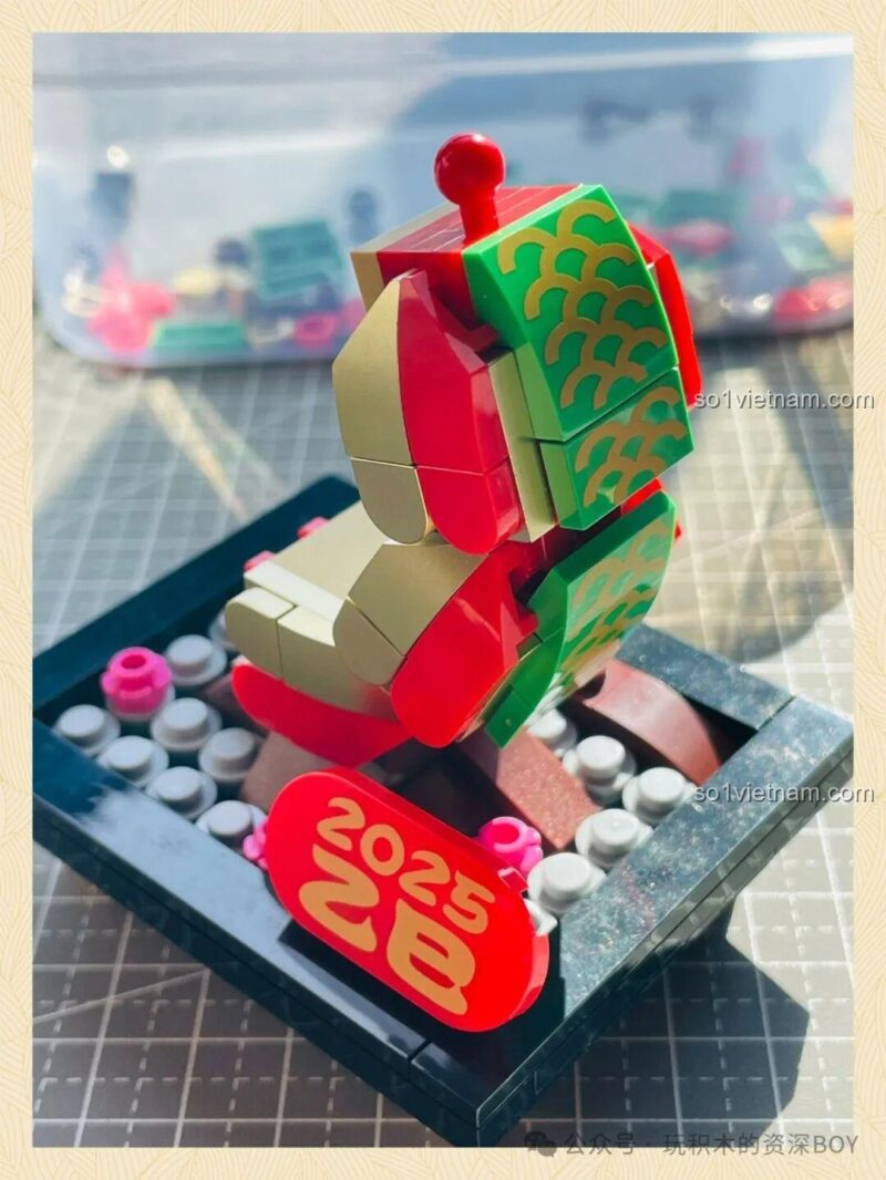 Lắp ghép đế Rắn May Mắn Gobricks G2501, bộ lắp ghép Rắn Phong Thủy, đồ chơi mô hình Rắn Tài Lộc, Rắn Phát Tài, 358 mảnh, 14 tuổi