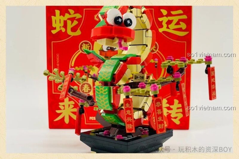 Quá trình lắp ráp Rắn May Mắn Gobricks G2501, bộ lắp ghép Rắn Phong Thủy, đồ chơi mô hình Rắn Tài Lộc, Rắn Phát Tài, 358 mảnh, 14 tuổi