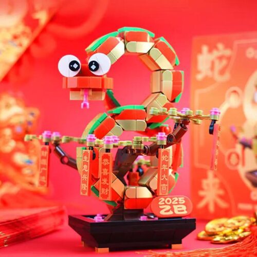 Mô hình Rắn May Mắn Gobricks G2501, bộ lắp ghép Rắn Phong Thủy, đồ chơi mô hình Rắn Tài Lộc, Rắn Phát Tài, 358 mảnh, 14 tuổi
