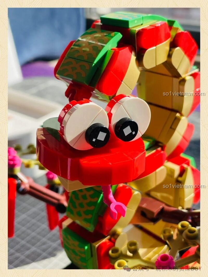 Rắn May Mắn Gobricks G2501 với hộp, bộ lắp ghép Rắn Phong Thủy, đồ chơi mô hình Rắn Tài Lộc, Rắn Phát Tài, 358 mảnh, 14 tuổi