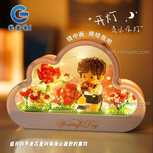 đồ chơi mô hình Gương đèn mây cầu hôn GOQI GQ-3006 khi tắt đèn, gương PVC cao cấp, đồ chơi lắp ghép cho con gái 14 tuổi, quà tặng lãng mạn tiết kiệm