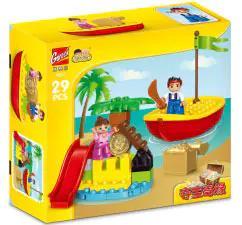 Hộp bộ đồ chơi GOROCK 1017 Cuộc Phiêu Lưu Kho Báu với 29 mảnh ghép, có cầu trượt và kho báu, phù hợp cho bé 3 tuổi