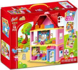 Ngôi nhà búp bê thời trang GOROCK 1042, bộ đồ chơi lắp ghép cho bé gái 3 tuổi, 78 chi tiết, màu hồng, trắng, xanh dương, vàng, đồ chơi giáo dục, đồ chơi sáng tạo, giá tốt