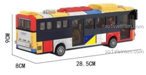 Kích thước mô hình Xe Buýt Công Cộng Tuyến 107 BB 072, dài 28.5cm, cao 9cm, rộng 8cm.