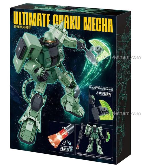 Hộp bộ lắp ghép Robot Cơ Giáp Chaku Guanji, hiển thị robot có hơn 30 khớp nối linh hoạt, vũ khí phát sáng, đồ chơi lắp ráp chất lượng cao cho bé trai.