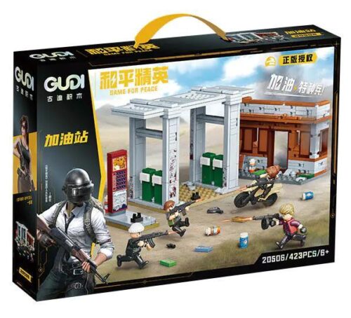 Hộp sản phẩm bộ lắp ghép GUDI 20506 Trạm Xăng Game For Peace
