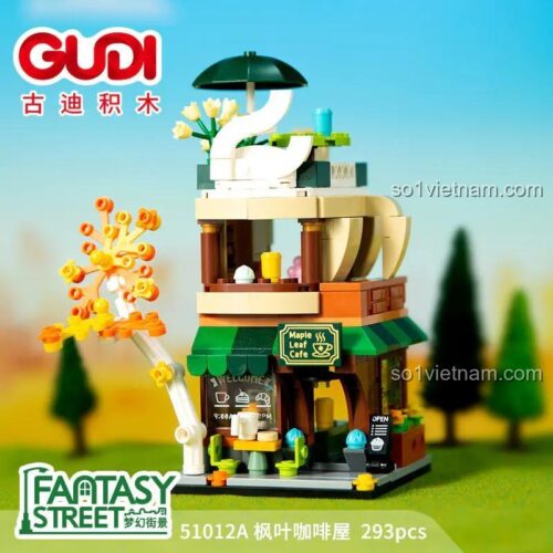 Hộp bộ lắp ghép Quán cà phê lá phong GUDI 51012A, đồ chơi mô hình GUDI giá tốt cho bé gái 6 tuổi.