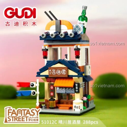 Bộ lắp ghép Quán Rượu Izakaya Thanh Xuyên GUDI 51012C, đồ chơi mô hình Kiến trúc Nhật Bản độc đáo cho bé 6 tuổi, giá tốt.