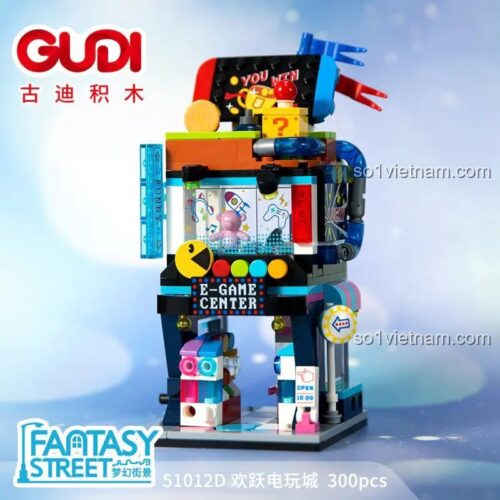 Bộ lắp ghép GUDI Fantasy Street toàn cảnh phố xá sôi động, mô hình kiến trúc độc đáo, phù hợp bé trai bé gái 6 tuổi, giá tốt