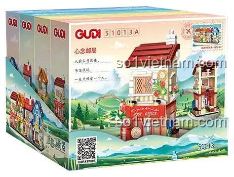 Đồ chơi mô hình GUDI 51013, hộp sản phẩm Bưu điện 51013A, chất lượng cao, cho bé gái 6 tuổi.