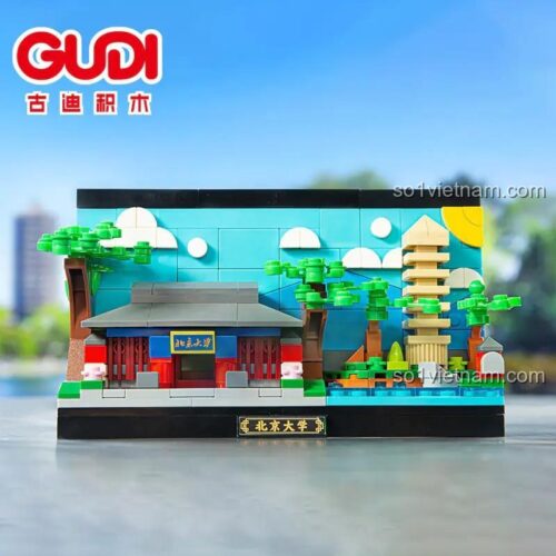 Cận cảnh bộ lắp ghép Đại học Bắc Kinh GUDI 51014A, mô hình kiến trúc tinh xảo, quà tặng ý nghĩa cho học sinh.