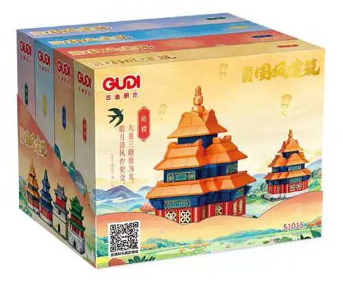 Hộp sản phẩm bộ lắp ghép Kiến trúc Quốc Phong 4 mẫu 古迪GUDI/新乐新 51015