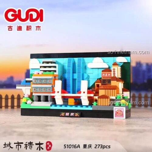 đồ chơi mô hình GUDI 51016A Trùng Khánh, mô hình kiến trúc tinh xảo, đồ chơi lắp ráp cho bé 6 tuổi, giá rẻ