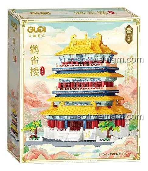 Hộp bộ lắp ghép Lầu Quán Tước GUDI 51104, phiên bản sưu tầm, đồ chơi mô hình cho bé 10 tuổi, giá rẻ