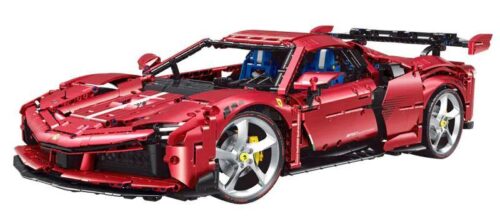 Mô hình siêu xe Ferrari SF90 XX tỉ lệ 1:8 GULY 10623, bộ lắp ghép xe đua điều khiển từ xa cho bé trai 8 tuổi, chi tiết cao, màu đỏ